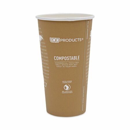 Eco-Products World Art Renewable Compostable Hot Cups, 20 oz., PK1000 PK EP-BHC20-WA